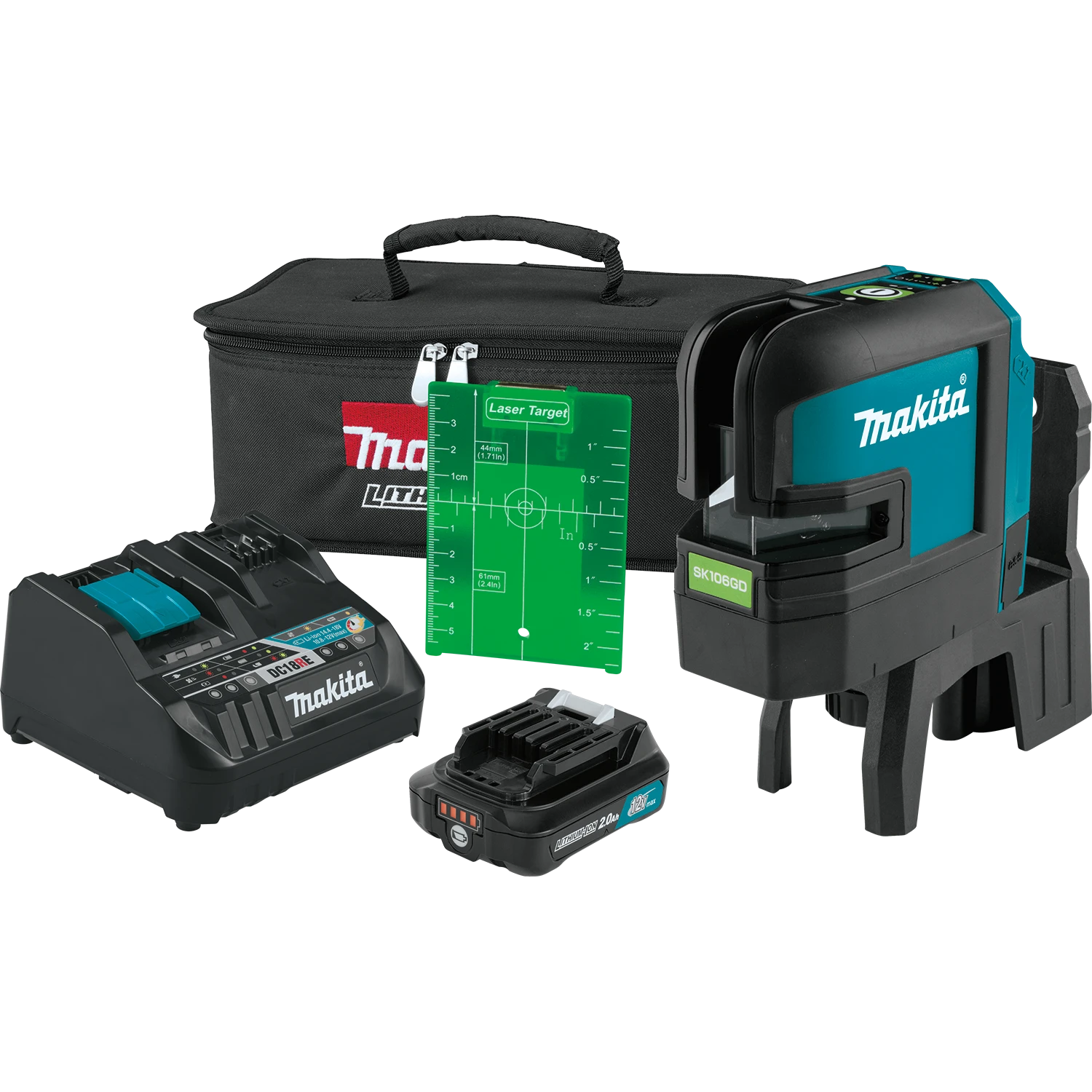 Makita SK106GDNAX 12V Max CXT Cordless Cross-Line/4-Point Green Beam Laser Kit 1 Makita SK106GDNAX 12V Max CXT Cordless Cross-Line/4-Point Green Beam Laser Kit