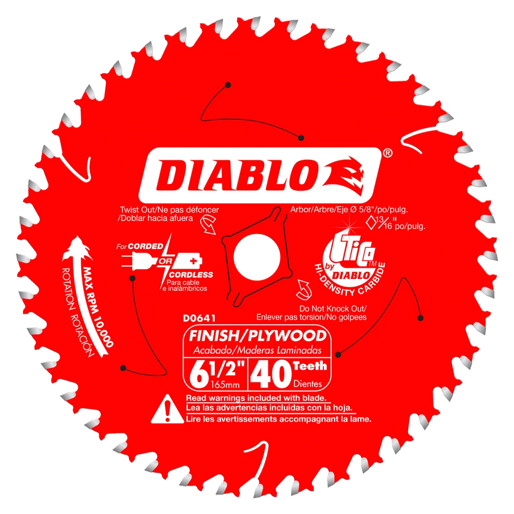 Diablo D0641X 6-1/2" X 40 Tooth Finish Saw Blade 1 Diablo D0641X 6-1/2" X 40 Tooth Finish Saw Blade