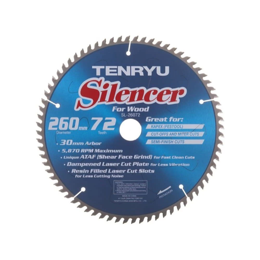 Tenryu SL-26072 260mm Silencer-Series Miter Saw Blade 1 Tenryu SL-26072 260mm Silencer-Series Miter Saw Blade