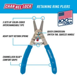 Channellock 927 8" Convertible Retaining Ring Pliers 5 Channellock 927 8" Convertible Retaining Ring Pliers -Home Tools Store image c48665a3 3bec 4ca4 a01d b502e728d424